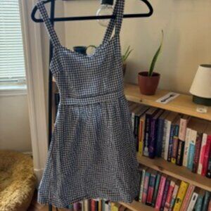 Sezane Austin Back-Tie Navy Blue Gingham Dress EU 36/US 4
